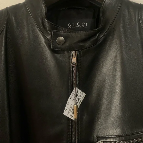 Beautiful Men’s Gucci Leather And Wool Biker Jacket. - Picture 3 of 9